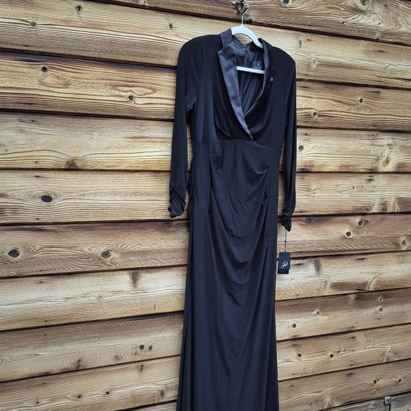 Adrianna Papell Black Tuxedo Mermaid Gown Dress - Picture 7 of 14